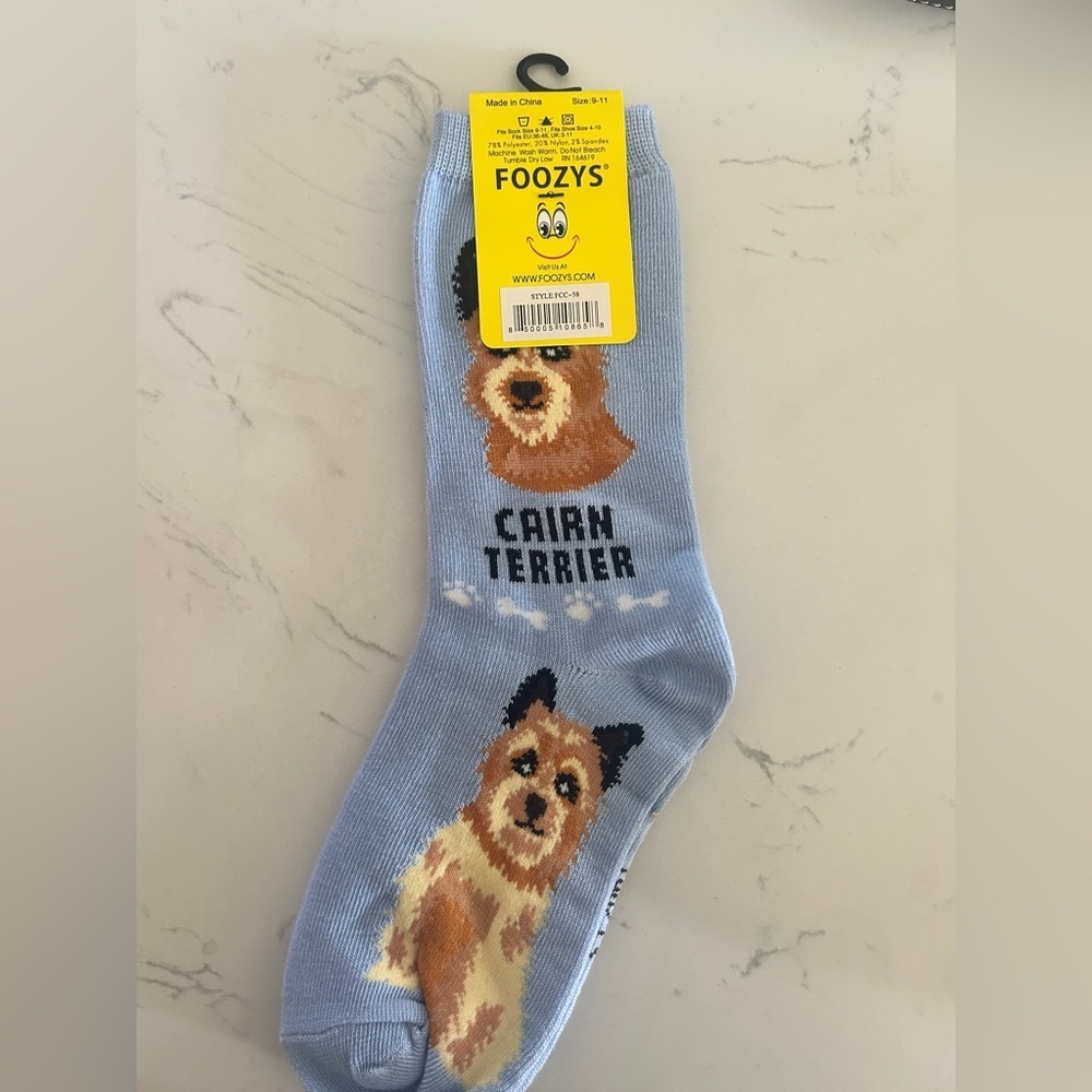Foozys Cairn Terrier Dog Socks | Unisex Crew Socks | Canine Collection | New - Picture 7 of 7